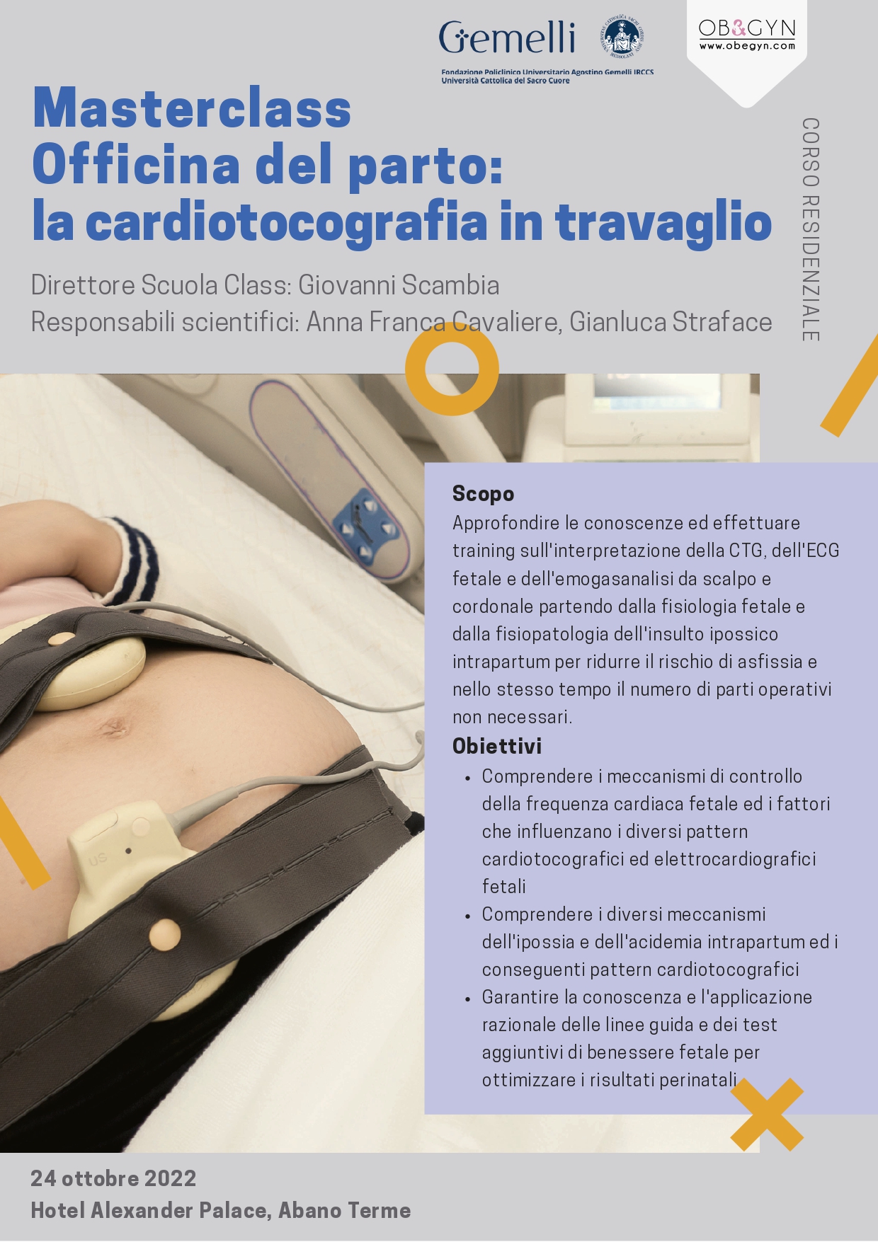 Programma Masterclass Officina del parto: la cardiotocografia in travaglio - Abano Terme